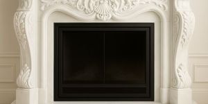 Ornate Carved White Marble Fireplace with Shell Design