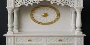 Ornate White Marble Home Temple with Tree OF Life Carving