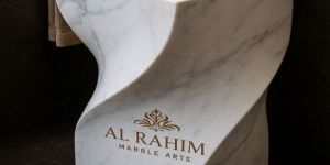 Twisted White Marble Sculptural Pedestal