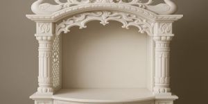 White Marble Peacock Carving Temple