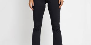 Riyu Womens Polyester Black Fashionable High Rise Waistband Flare Pant