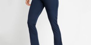 Riyu Womens Polyester Blue Fashionable High Rise Waistband Flare Pant