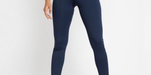 Riyu Women'S Polyester Blue High Rise Waistband Crossfit Leggings