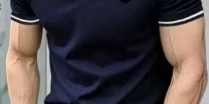 Polo Collar Contrast T-Shirt For Men (Navy Blue)