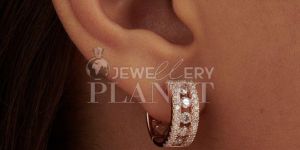 18k Rose Gold Diamond Hoop Earrings