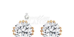 18K Rose Gold Drop Diamond Stud Earrings