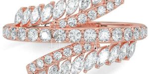 18K Rose Gold Fern Leaf Diamond Ring