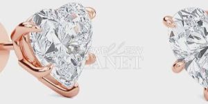 18K Rose Gold Heart Diamond Stud Earrings