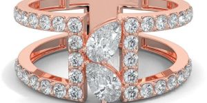 18K Rose Gold Pear Cut Duet Diamond Ring