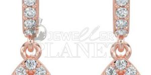 18K Rose Gold Pear Shape Halo Diamond Drop Earrings