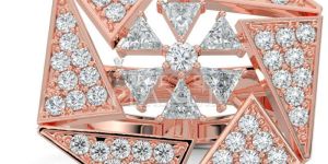 18K Rose Gold Quadrilateral Diamond Ring
