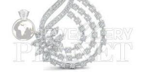 10K White Gold Serenity Leaf Diamond Pendant Set