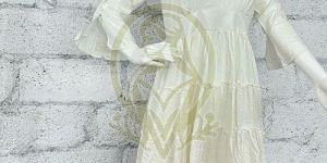 Ladies Silver White Bamber Moss Flared Western Dress