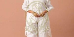 Ladies White Cotton Crush Western Co-Ord Set