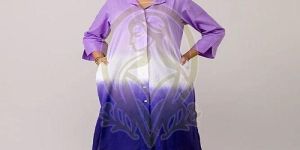 Purple and Blue Cotton Women Co Ord Set