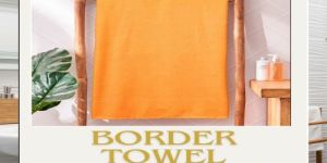 Tangerine Orange Border Bath Towel