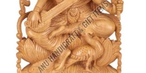 Wooden Maa Saraswati Statue
