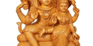 Wooden Shiva Parvati Statue