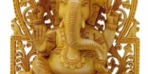 wooden standing god ganesha statue