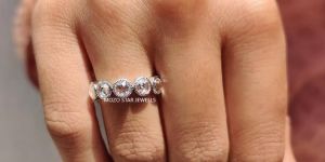 Round Rose Cut Moissanite Diamond Ring