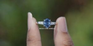 Step Cut Oval Moissanite Ring