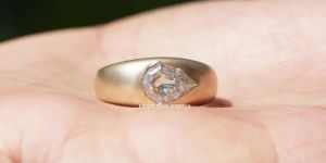 Step Cut Pear Moissanite Ring