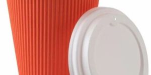 9oz Orange Ripple Wall Paper Cups with Lids