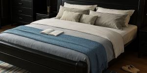 Black Finish King Size Wooden Bed