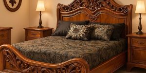 Glossy Wooden Single Size Bed