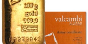 100gm Valcambi Suisse Gold Bar