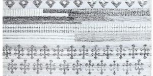 Black and White Geometric Textured Area Rug