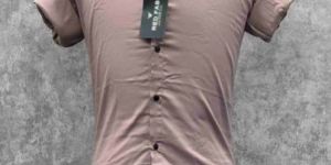 Mens Dusty Pink Solid Casual Shirt