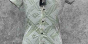 mens green white abstract print shirt