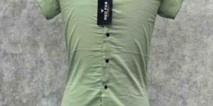 Mens Versatile Light Green Full Sleeve Shirt