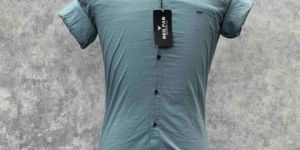 Slate Blue Mens Cotton Casual Wear Shirt