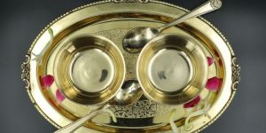 Akbrass German Golden a Showpiece Brass two-Bowl Set with SP