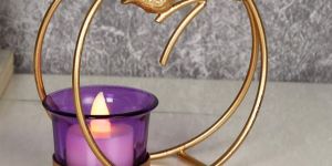 Golden Iron Bird Tealight Candle Holder