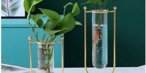 Metal Frame Test Tube Glass Flower Vase