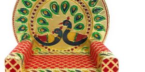 Wooden Golden Krishna Ji Ka Sinhasan