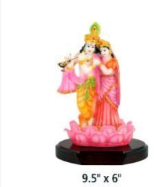 standing radha krishna wooden base gifting statue