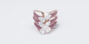 pink sapphire diamond chevron modern multi-band ring