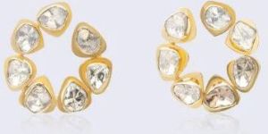 Polki Rose Cut Diamond Flower Earrings