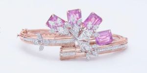 Rose Gold Pink Sapphire Floral Bracelet