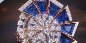 sapphire diamond fan cluster ring