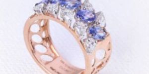 Tanzanite Diamond Band Ring Luxury Pattern Ring