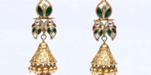 Traditional Kundan Jhumka Earrings - Antique Finish
