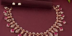 Ladies Ruby Stone Necklace Set