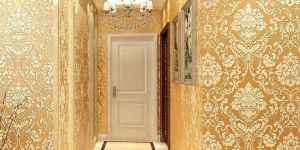 Vinyl Golden 3D Embossed Wallpaper