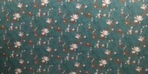 Matte Floral Sea Green Base Printed Wallpaper