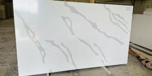 Glossy Stella White Quartz Slab